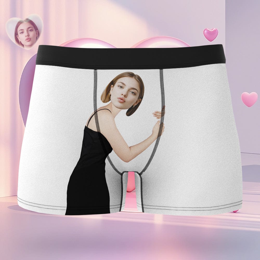 Custom Girlfriend Hugs Boxer Shorts Persoanlized Underwear Valentine Gift For Man - Giftlab