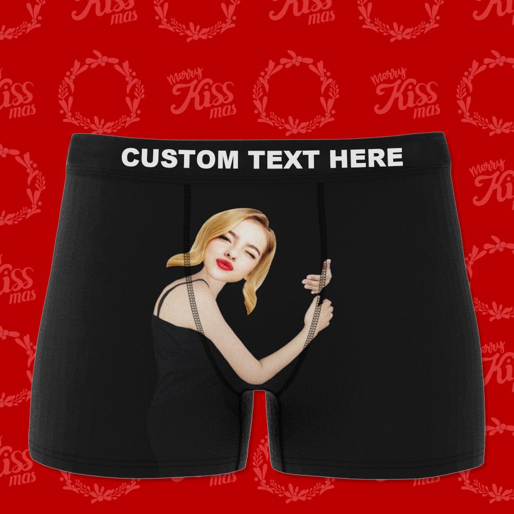 Custom Girlfriend Hugs Boxer Shorts Christmas Gift For Him - Giftlab