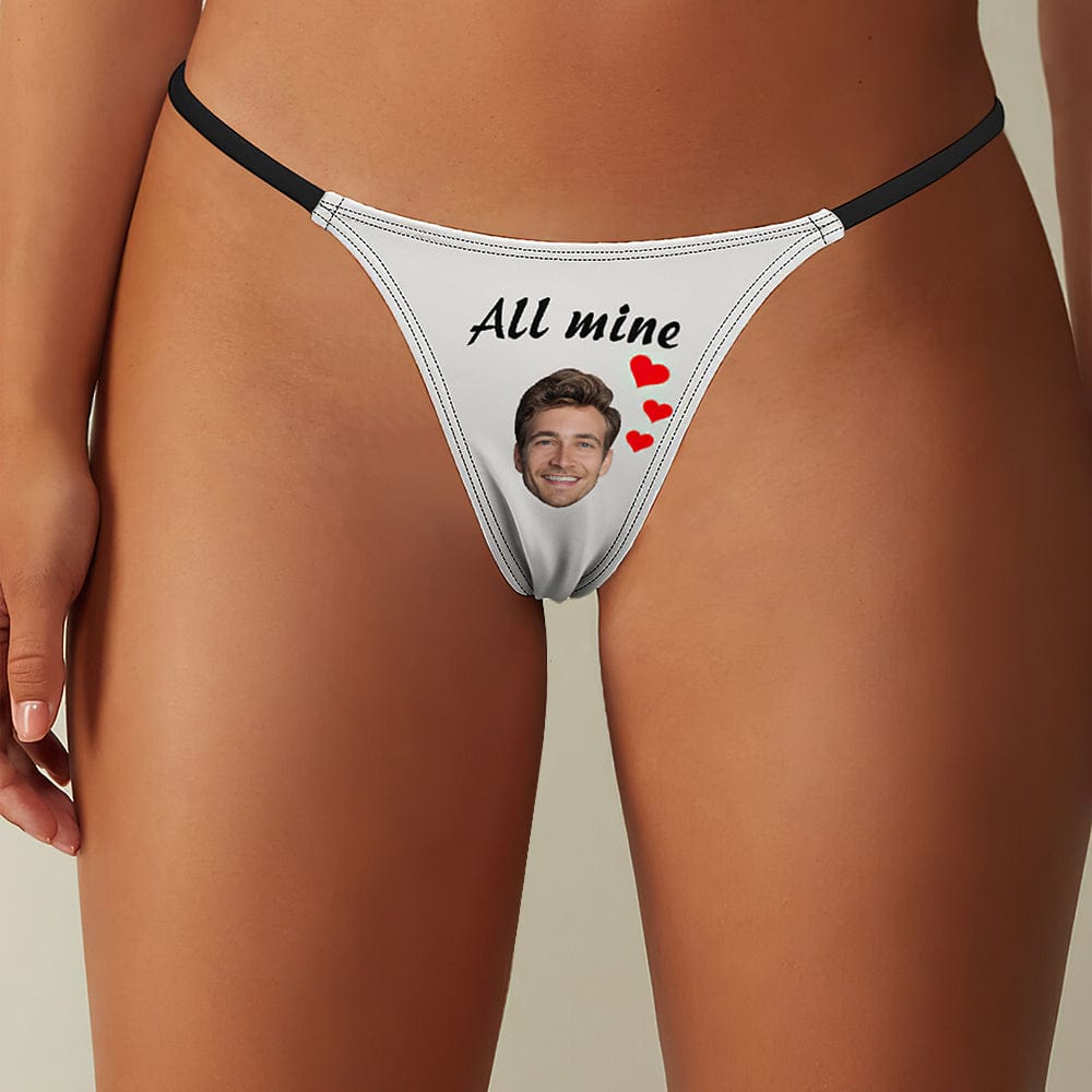 Custom Face All Mine Heart Women's Tanga Thong - Giftlab