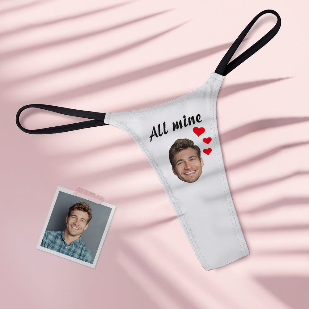 Custom Face All Mine Heart Women's Tanga Thong - Giftlab