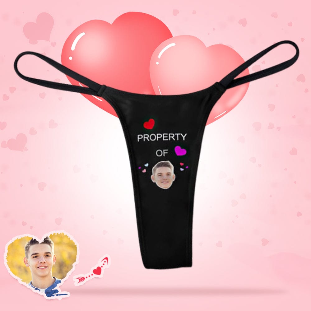Custom Face Property of Hearts Women's Tanga Thong - Giftlab