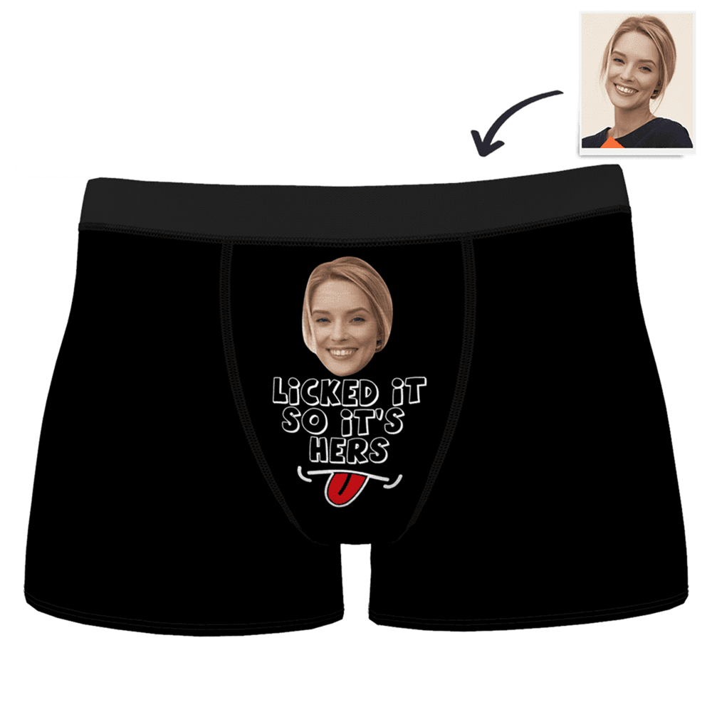 Funny Gift For Husband Custom Boxer - "Licked It So It's Hers" - Giftlab