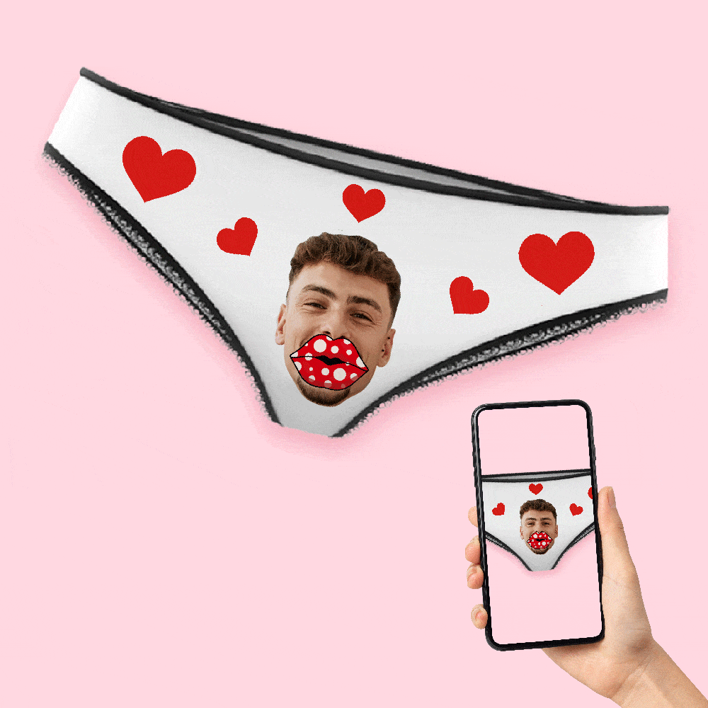 Custom Face Heart Boxers Personalized Lips Thongs Valentine's Day Gift For Her - Giftlab