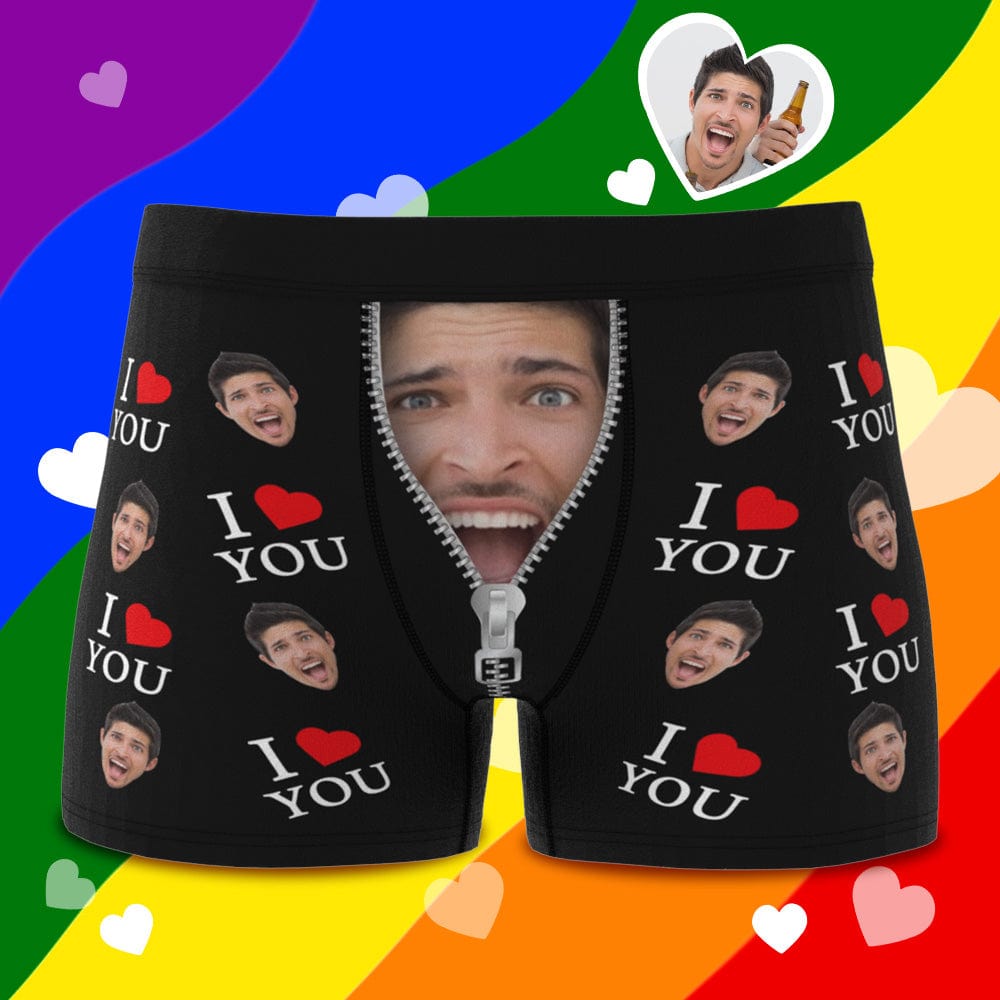 Custom Face Boxer Briefs I Love You Personalized Naughty Valentine's Day Gift for Him - Giftlab