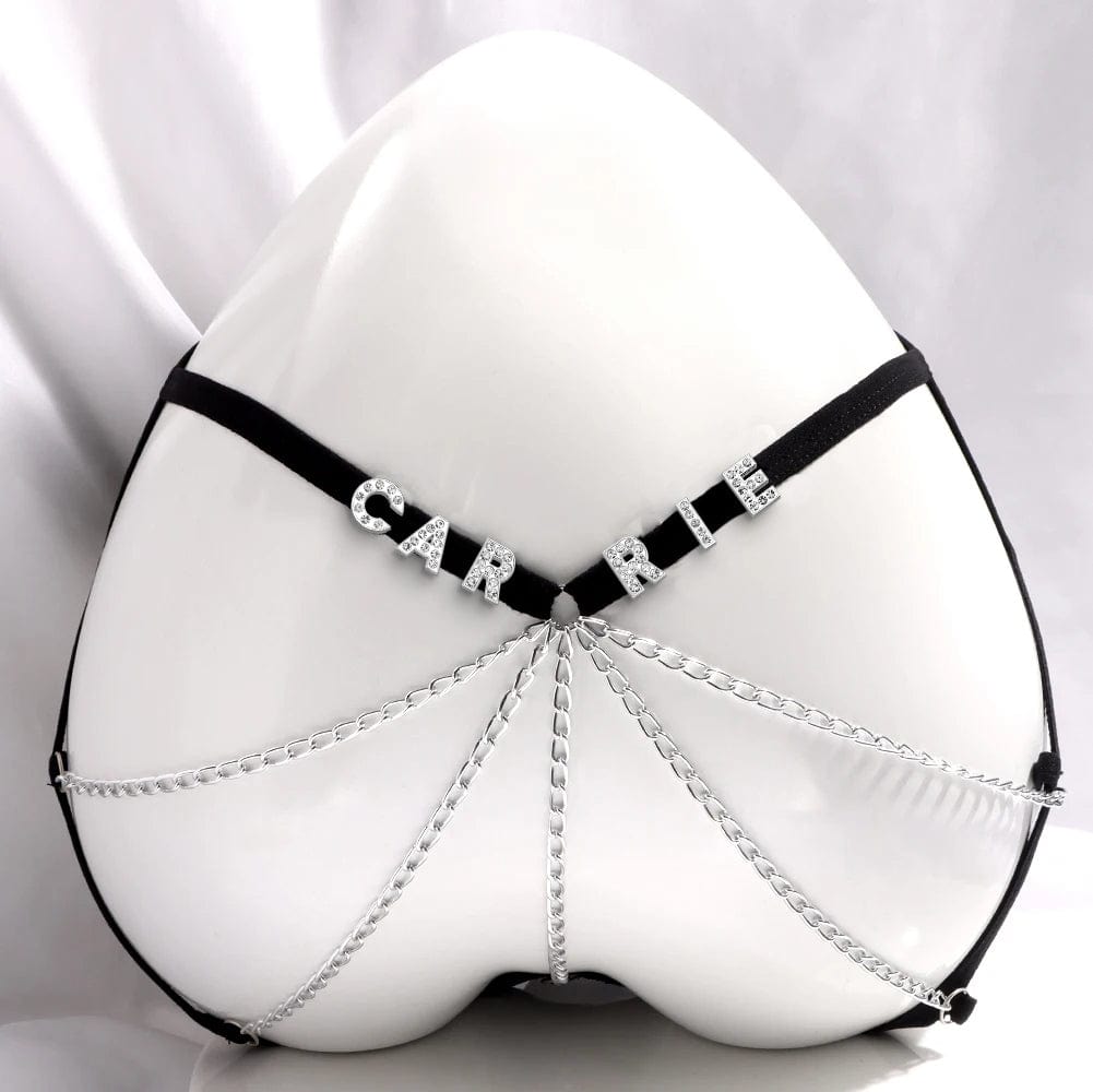 Custom Sexy Thongs with Jewelry Crystal Letter Name Women's Underwear Gift for Her - Giftlab