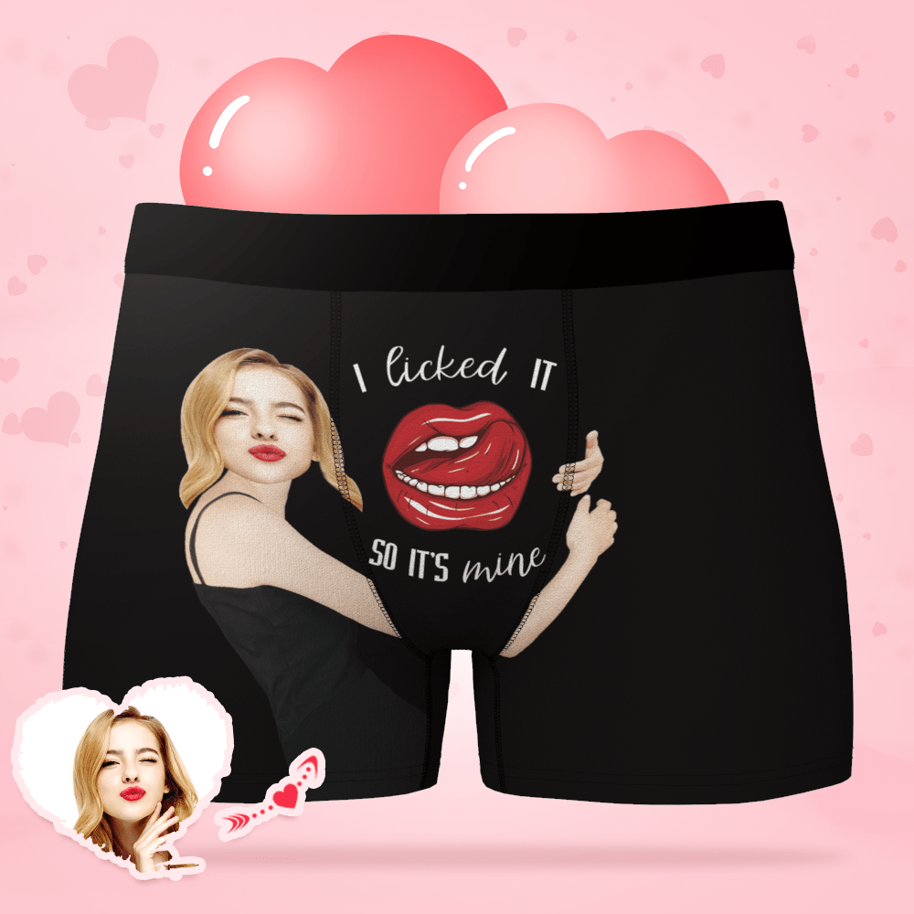 Custom Face Boxer Personalized Underwear Photo Boxer Girlfriend's Face My Lips & Licked It Valentines Day Gifts - Giftlab