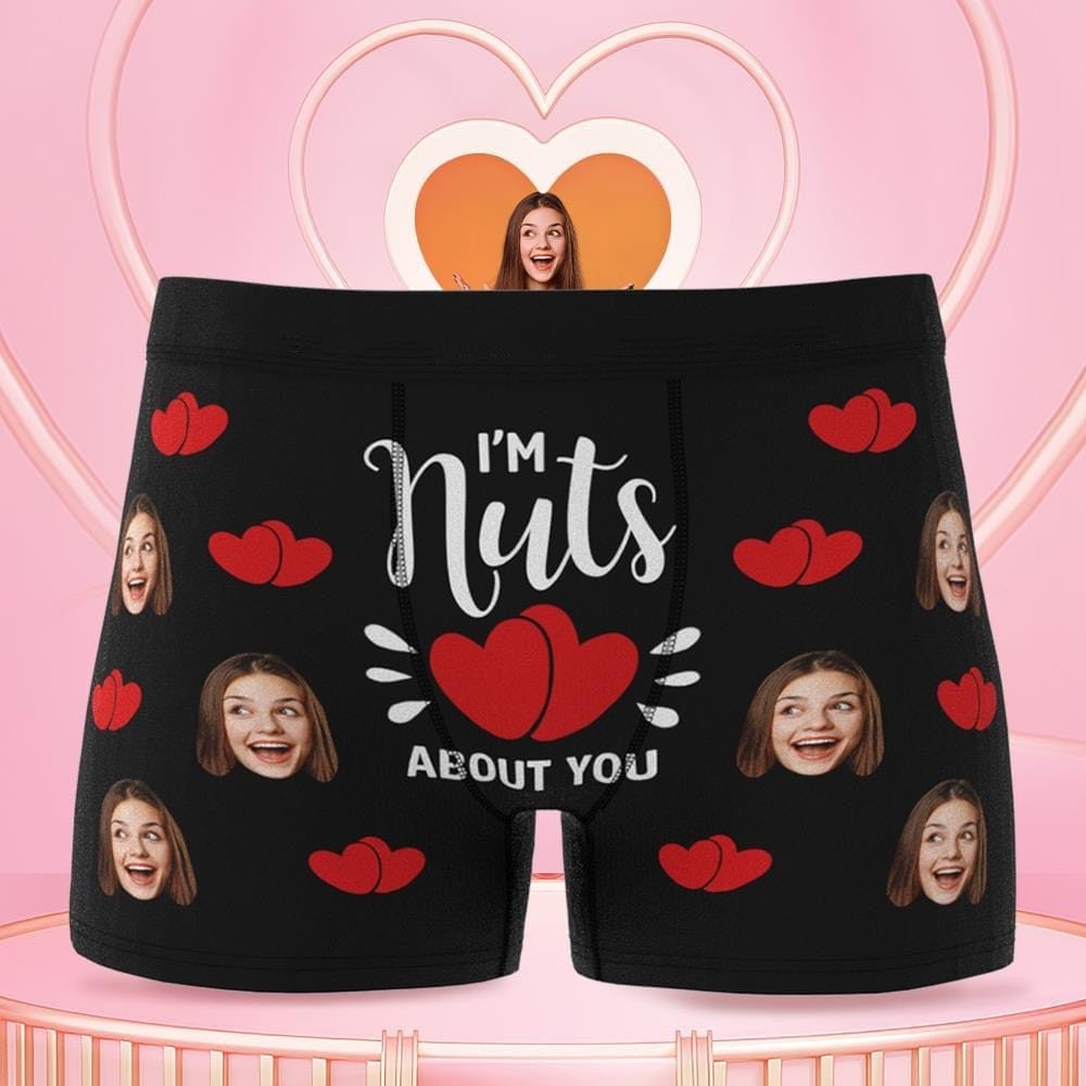 Boyfriend Gift Customized Boxer with Girlfriend's Face - I'm Nuts - Giftlab