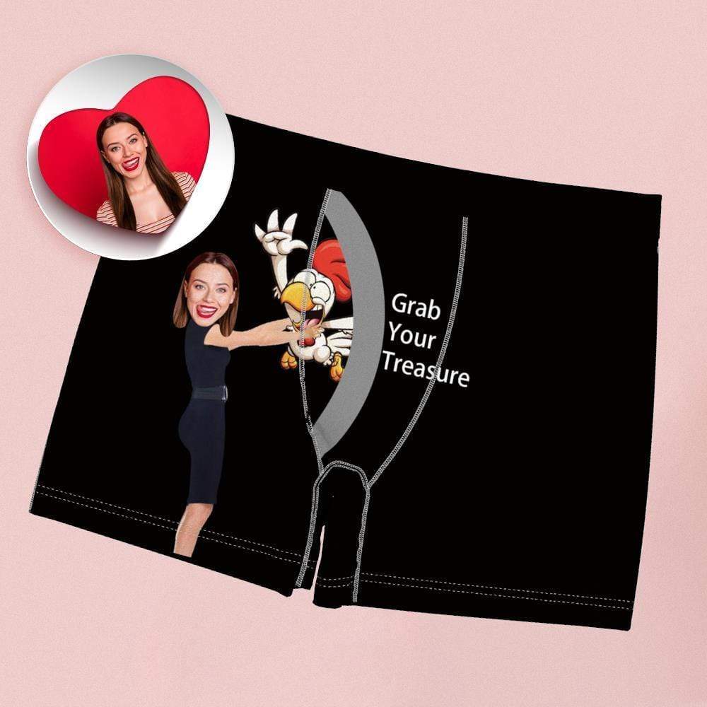 Custom Face Boxer Personalised Underwear Grab Your Treasure Catch the Cock Valentines Day Gifts - Giftlab