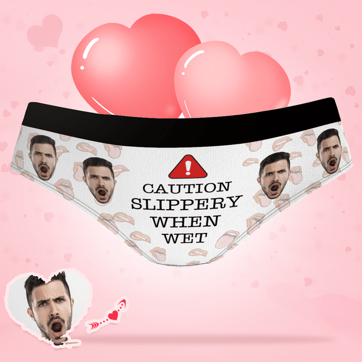 Personalized Panties Gift for Girlfriend - "Caution Slippery When Wet" Valentines Day Gifts - Giftlab
