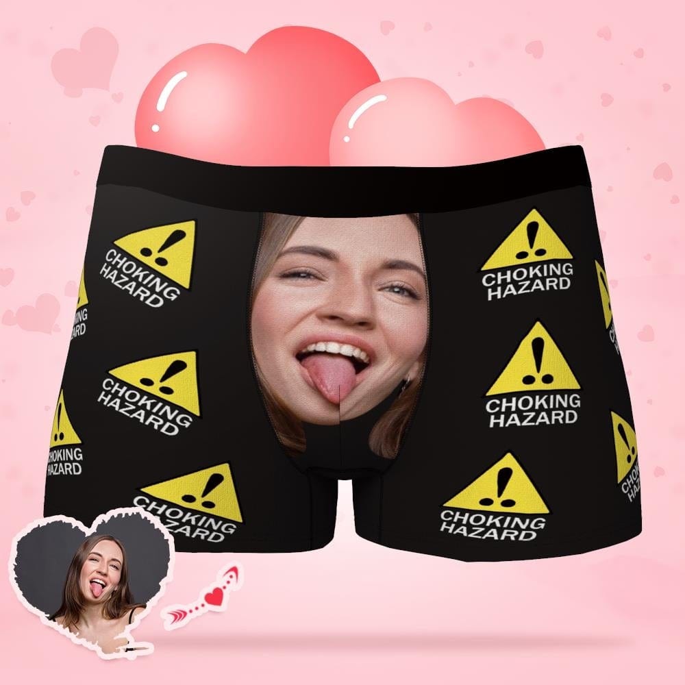 Customized Boxer Shorts Gift For Boyfriend - Choking Hazard Valentines Day Gifts For Him - Giftlab