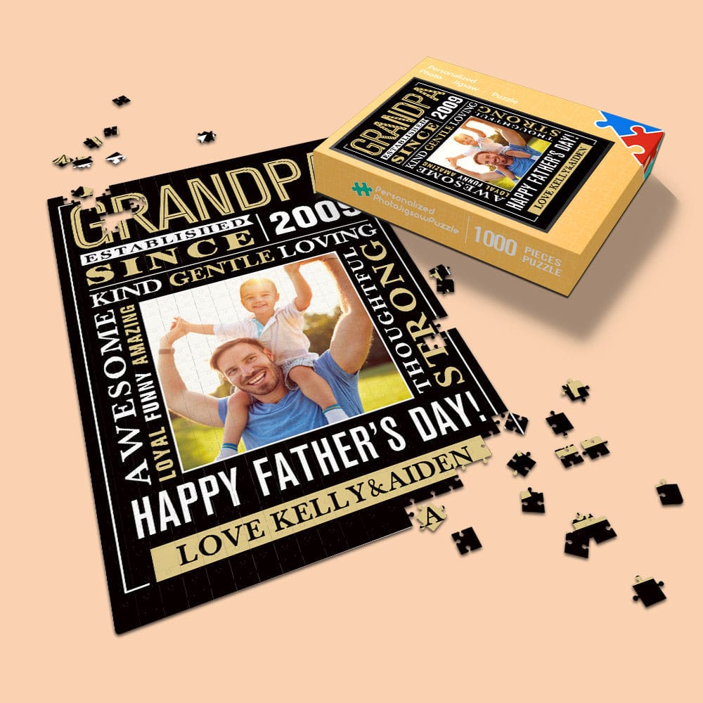 Father's Day Puzzle Photo Puzzle Custom Jigsaw Puzzle Personalized Father's Day Gifts for Grandpa - Giftlab