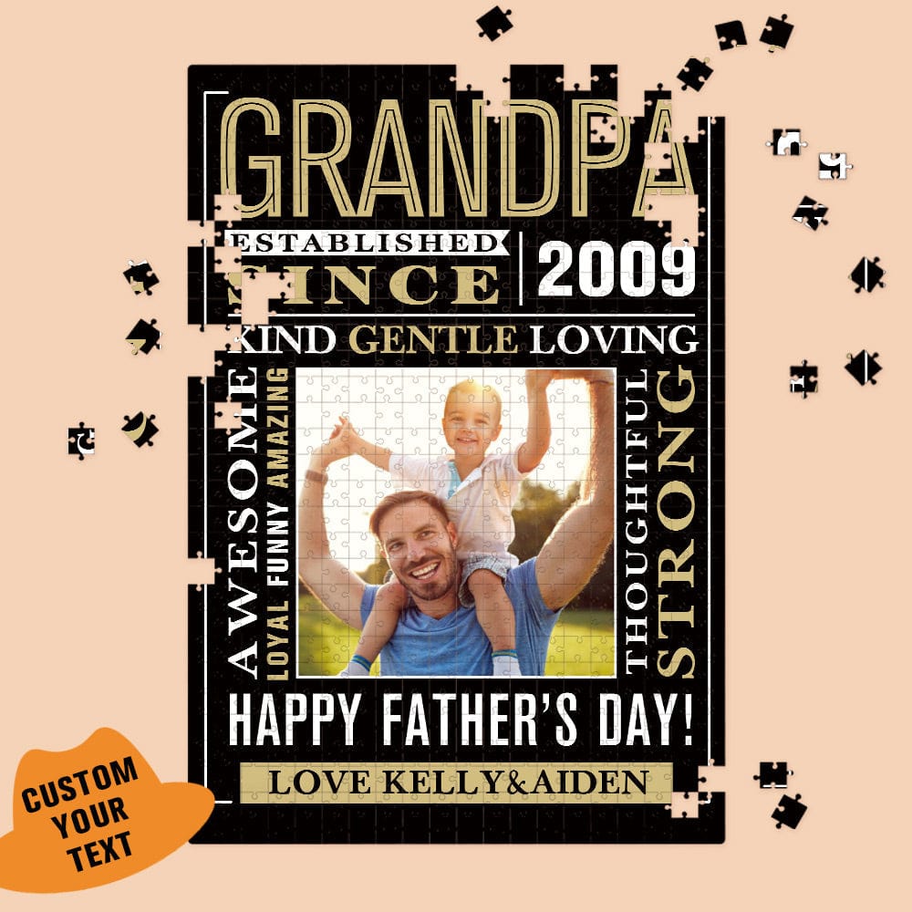Father's Day Puzzle Photo Puzzle Custom Jigsaw Puzzle Personalized Father's Day Gifts for Grandpa - Giftlab