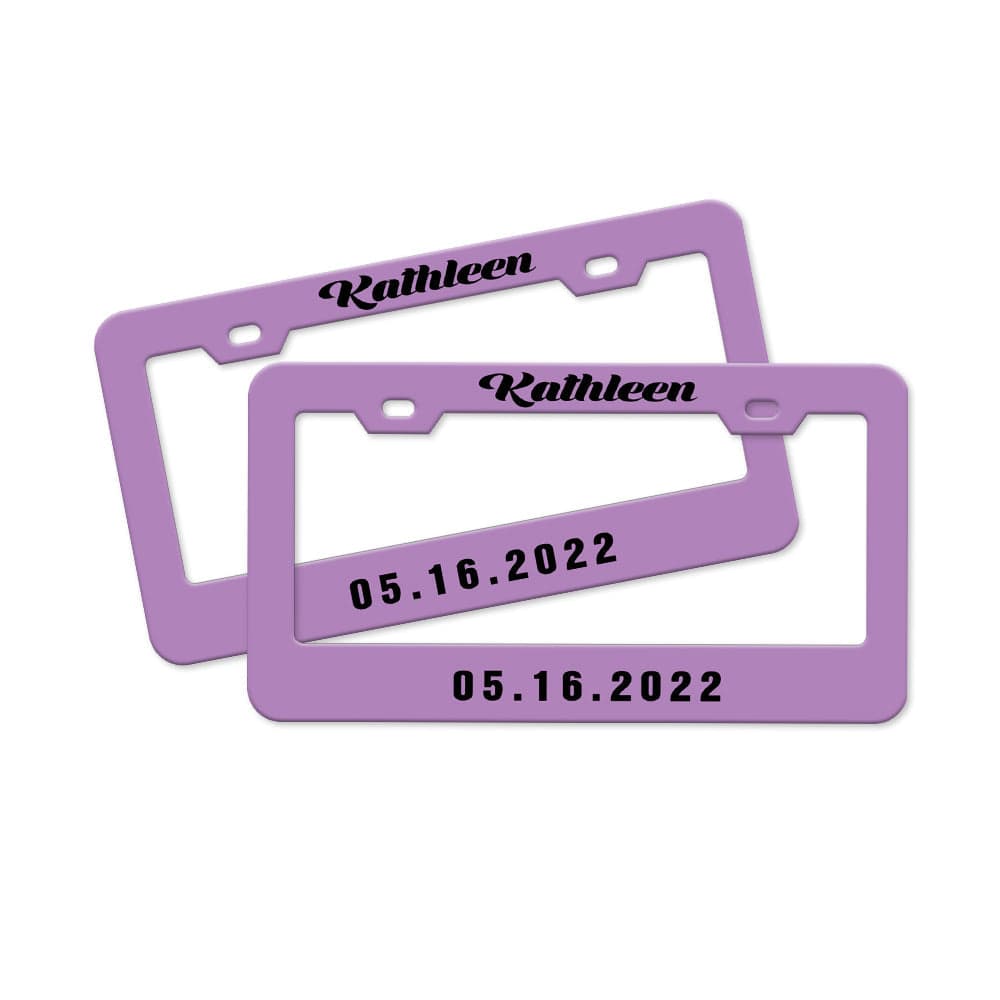 Custom License Plate Pair of Universal Custom License Plate Frames Custom Name and Date License Plate Frames - Giftlab