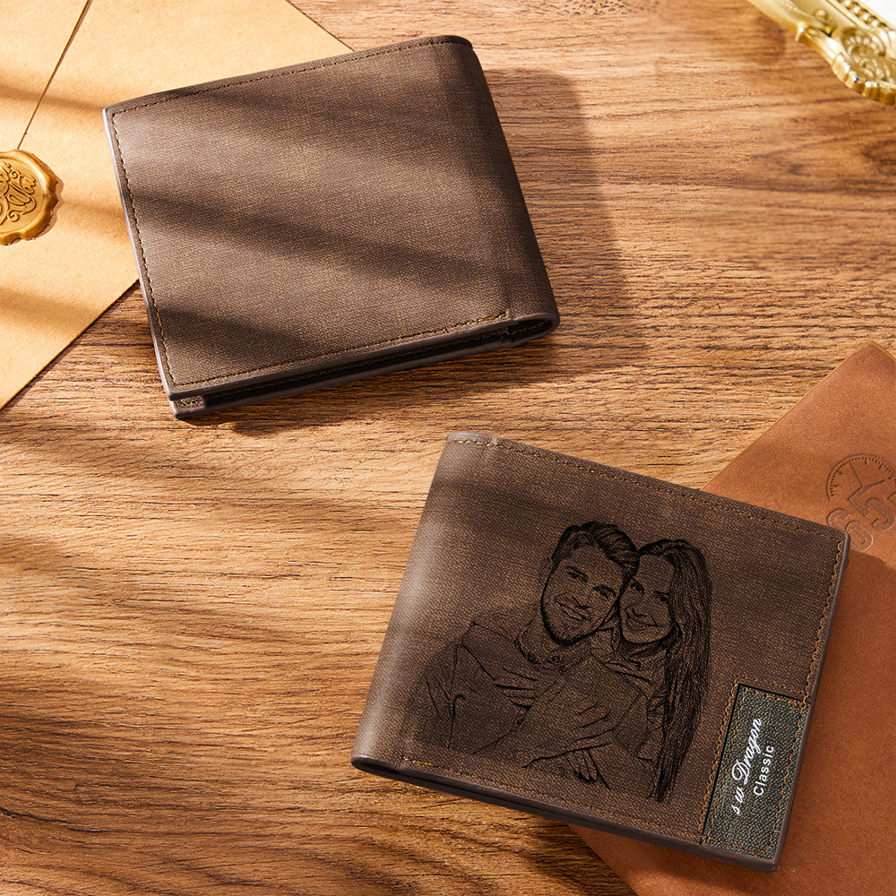 Men's Bifold Custom Photo Wallet Brown Personalized Wallets