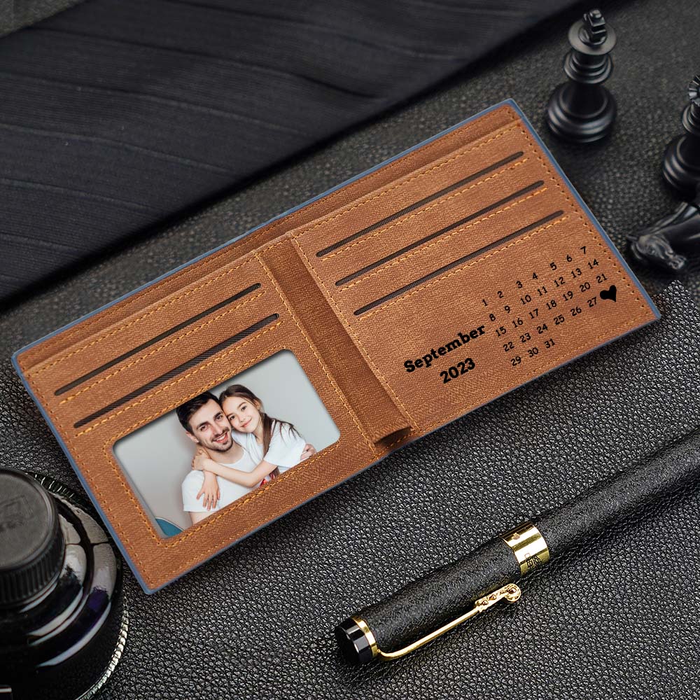 Custom Photo Wallet Men's Wallet Calendar Inside Personalized Wallet Gift for Him