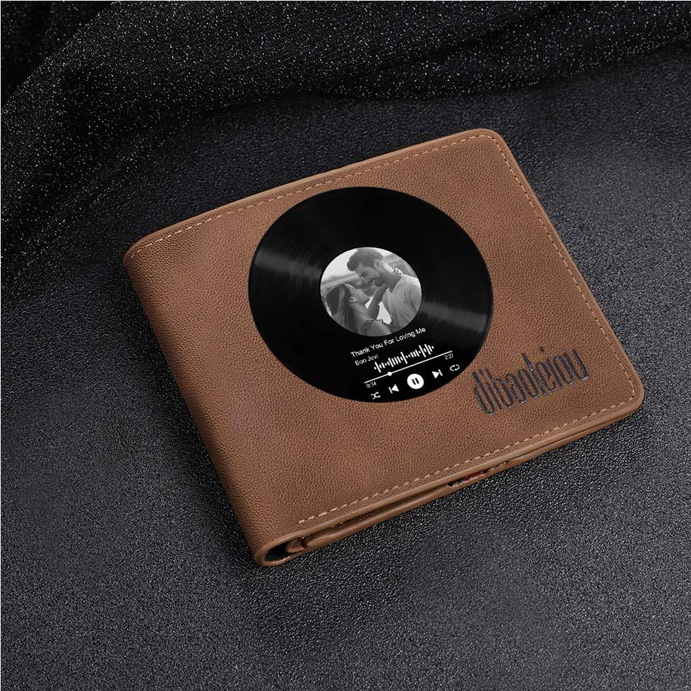 Custom Photo Wallet with Spotify Music Gift for Him - Giftlab
