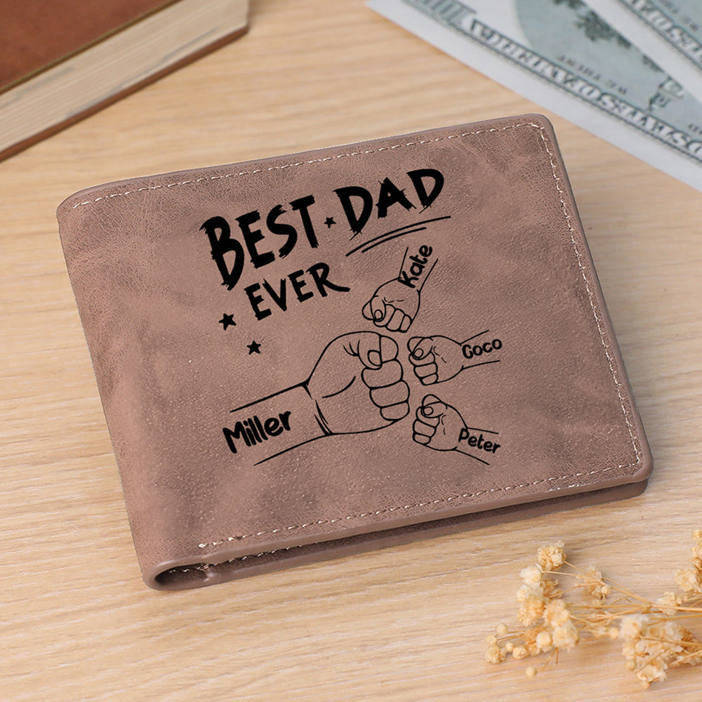 Custom Names Wallet Personalized Fists Bump Men's Bifold Wallet for Him