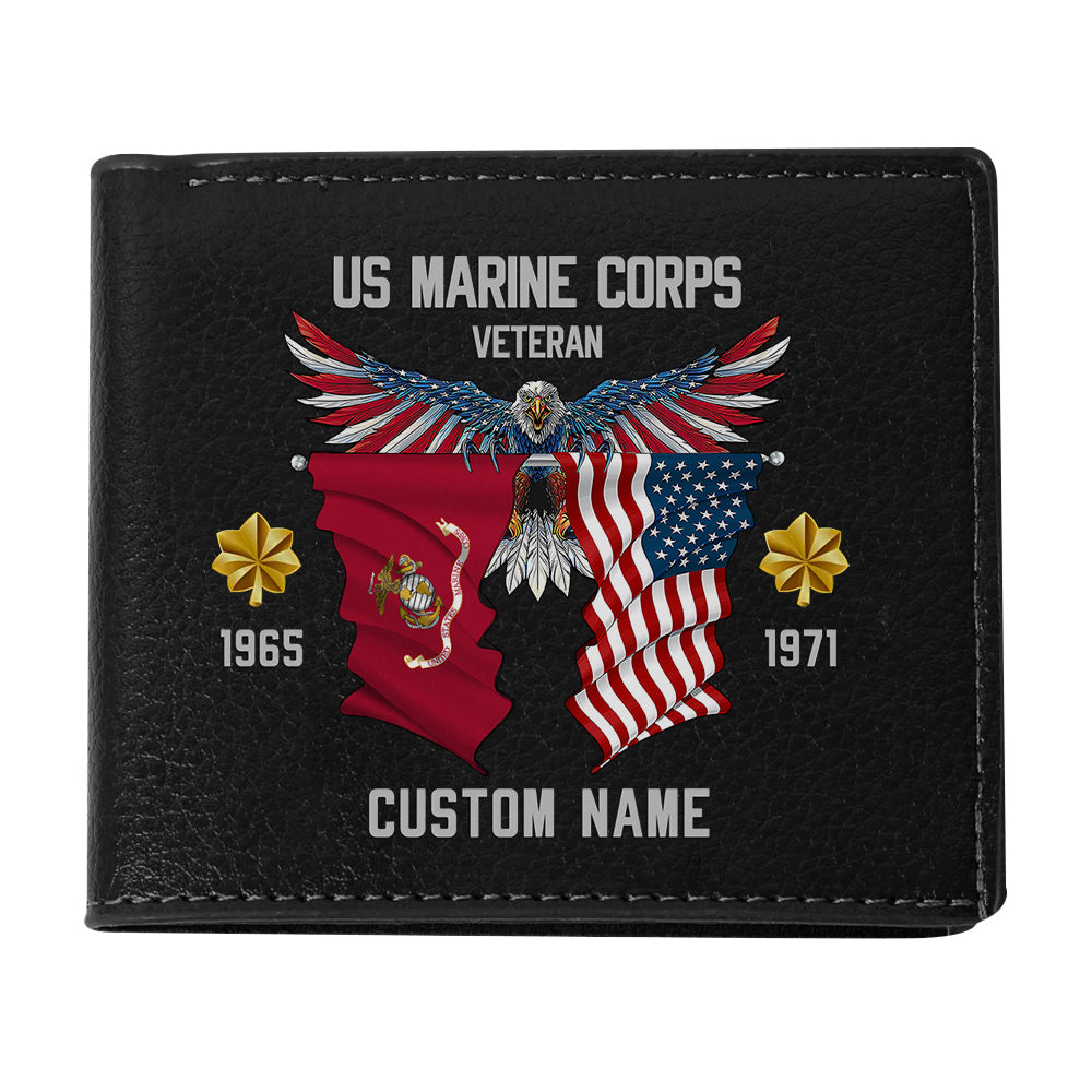 US MARINE CORPS Custom Name and Years Men's Wallet for Veteran