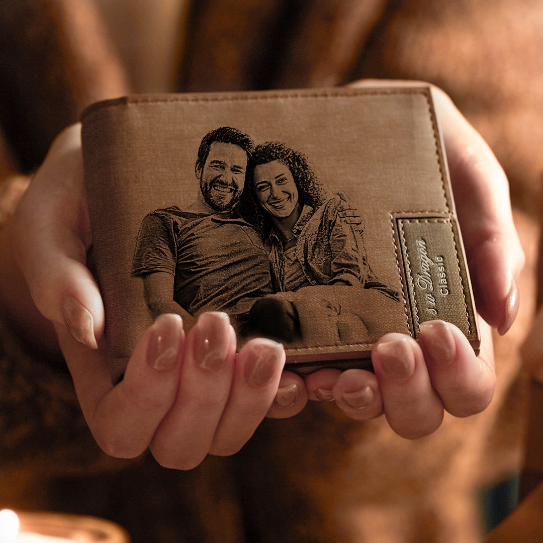 Valentines Day Gifts For Men - Custom Photo Engraved Wallet Gift For Him