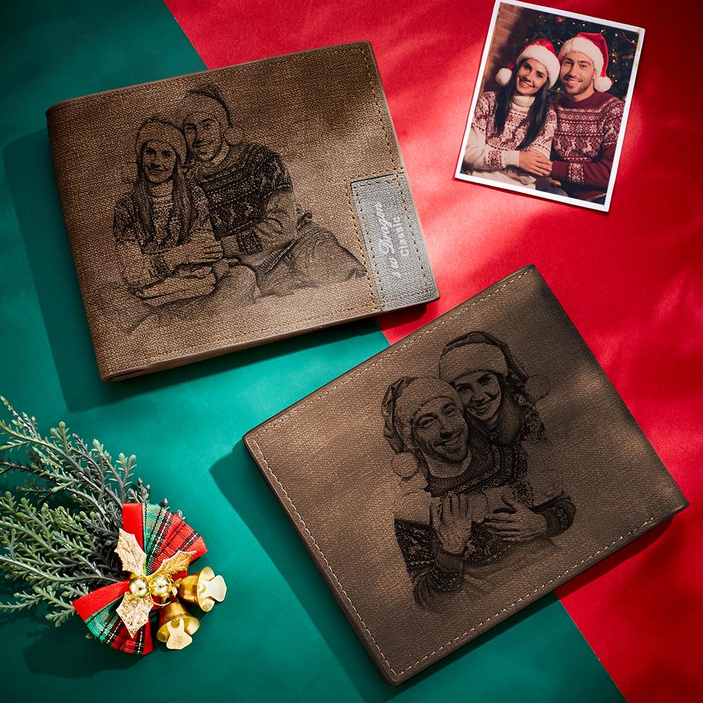 Custom Short Double-Sided Photo Wallet Brown Personalised Gifts