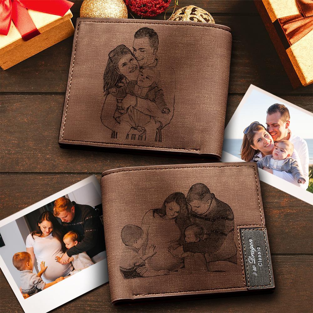 Custom Men's Double-Sided Photo Wallet with Engraving Personalized Wallets