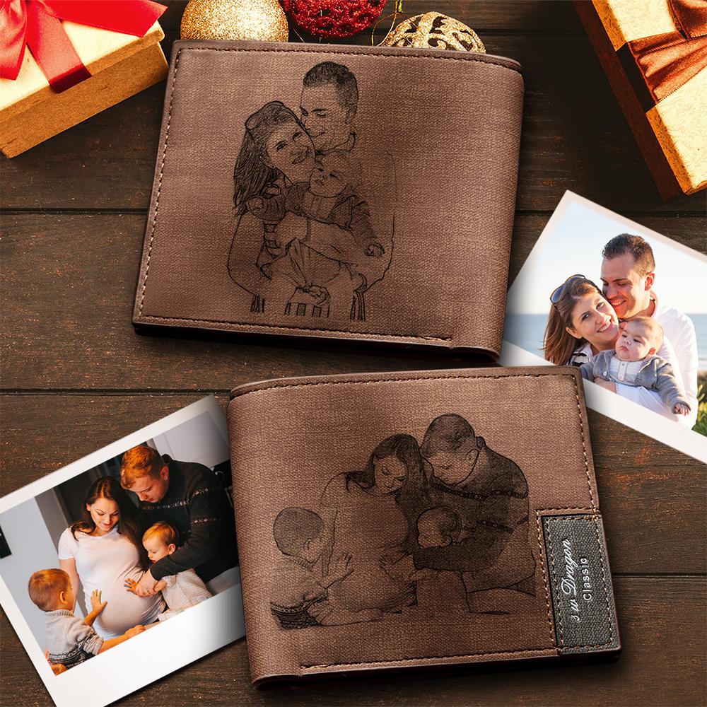 Custom Short Double-Sided Photo Wallet Brown Personalised Gifts