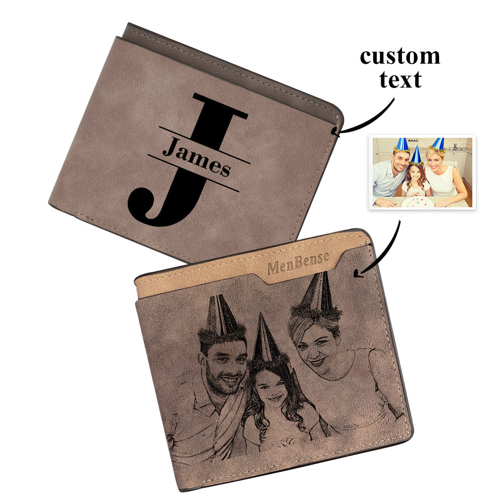 Men's Wallet Custom Photo Wallet Personalized Wallets for Men Initial Engraved Wallet Name Wallet for Men,Husband BF Dad Son Uncle Friend Groomsmen Gifts