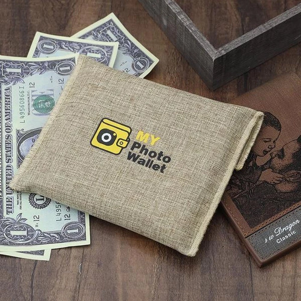 Women's Custom Engraved Photo Wallet Grey Leather