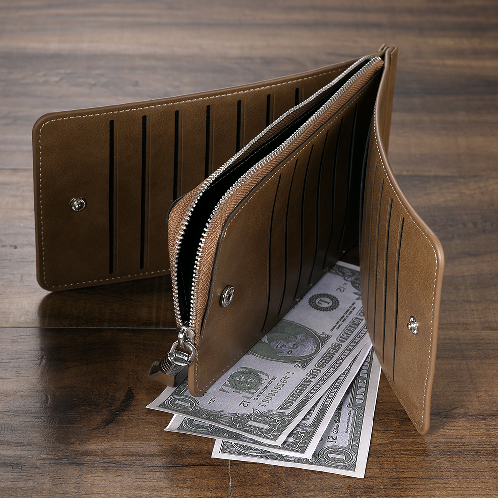 Custom Engraved Photo Wallet Card Holder Brown Leather