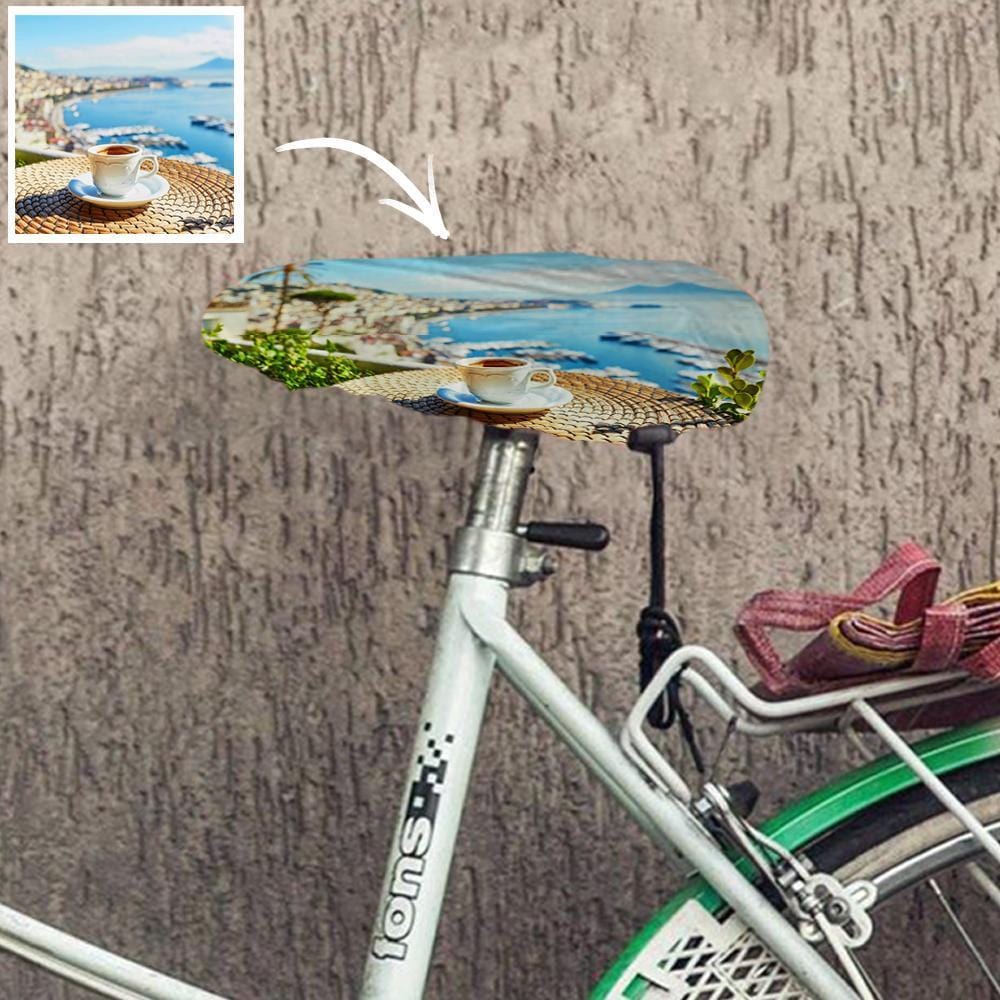 Custom Photo Bicycle Seat Cover, Waterproof Rain Bicycle Saddle Cover - Scenery - Giftlab