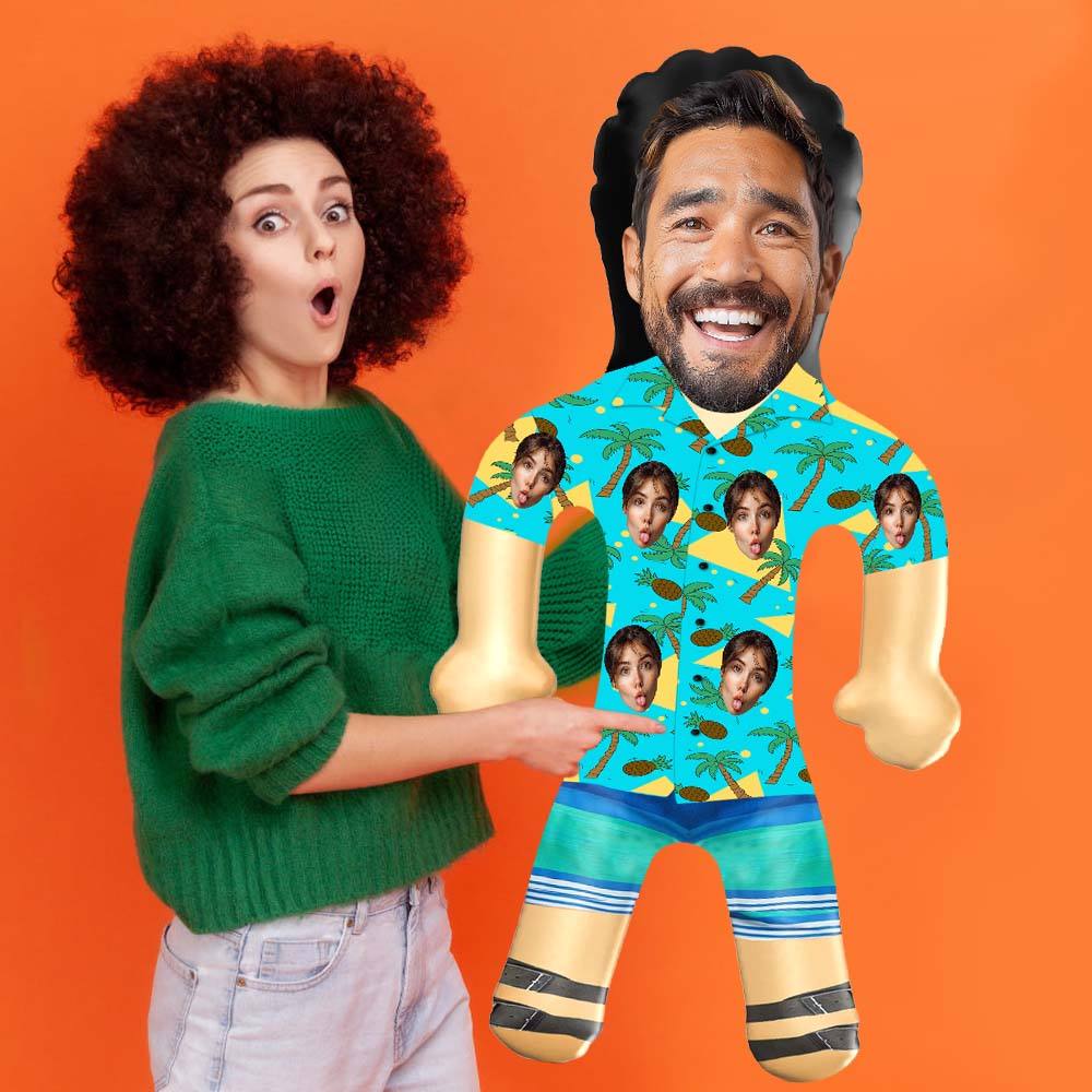 Personalized Blow Up Dolls Hawaiian Shirt Coconut Tree and Pineapple Funny Inflatable Man Printed Face for Party Favors - Giftlab