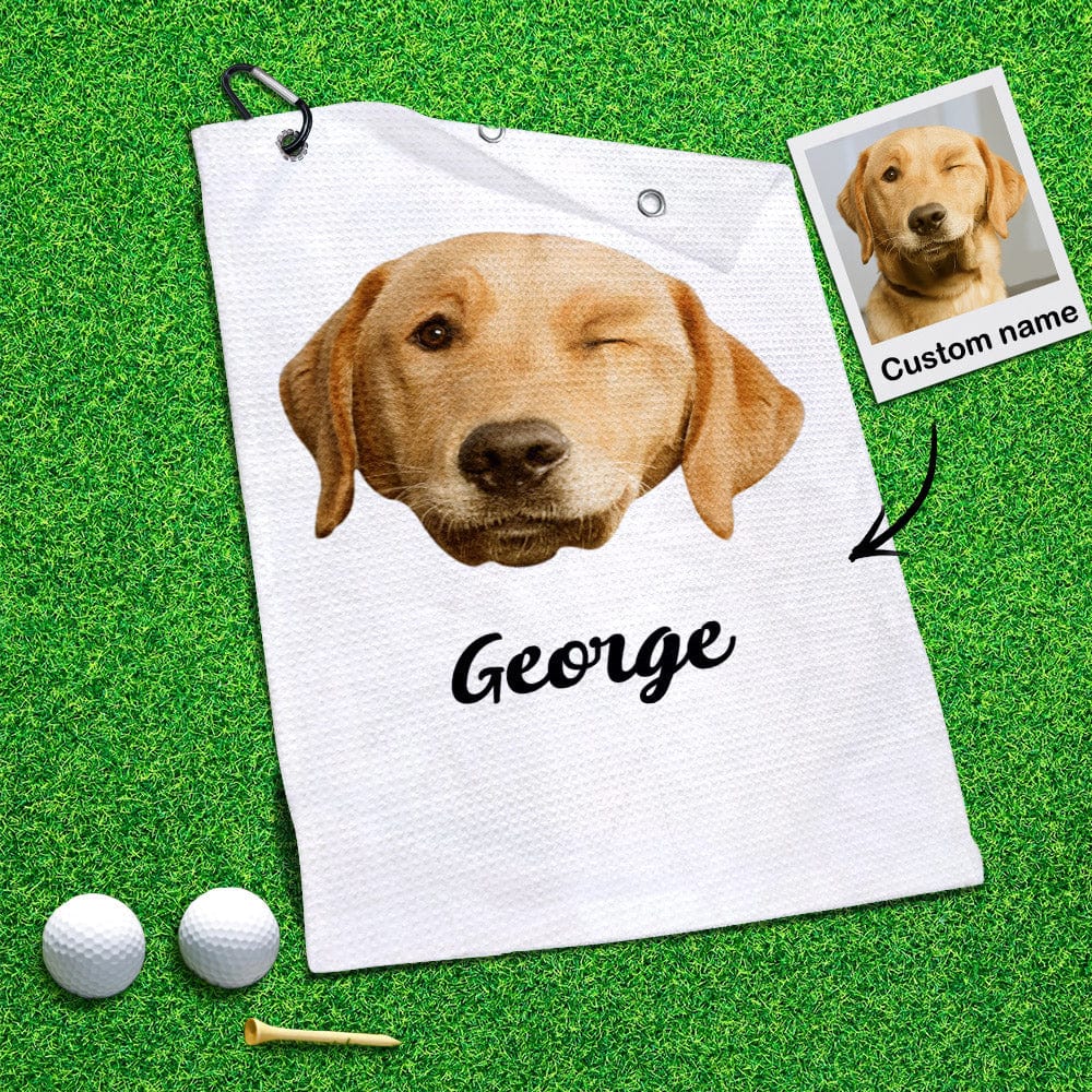 Photo Golf Towel Personalised Golf Towel Gifts for Golf Lovers - Face and Name - Giftlab