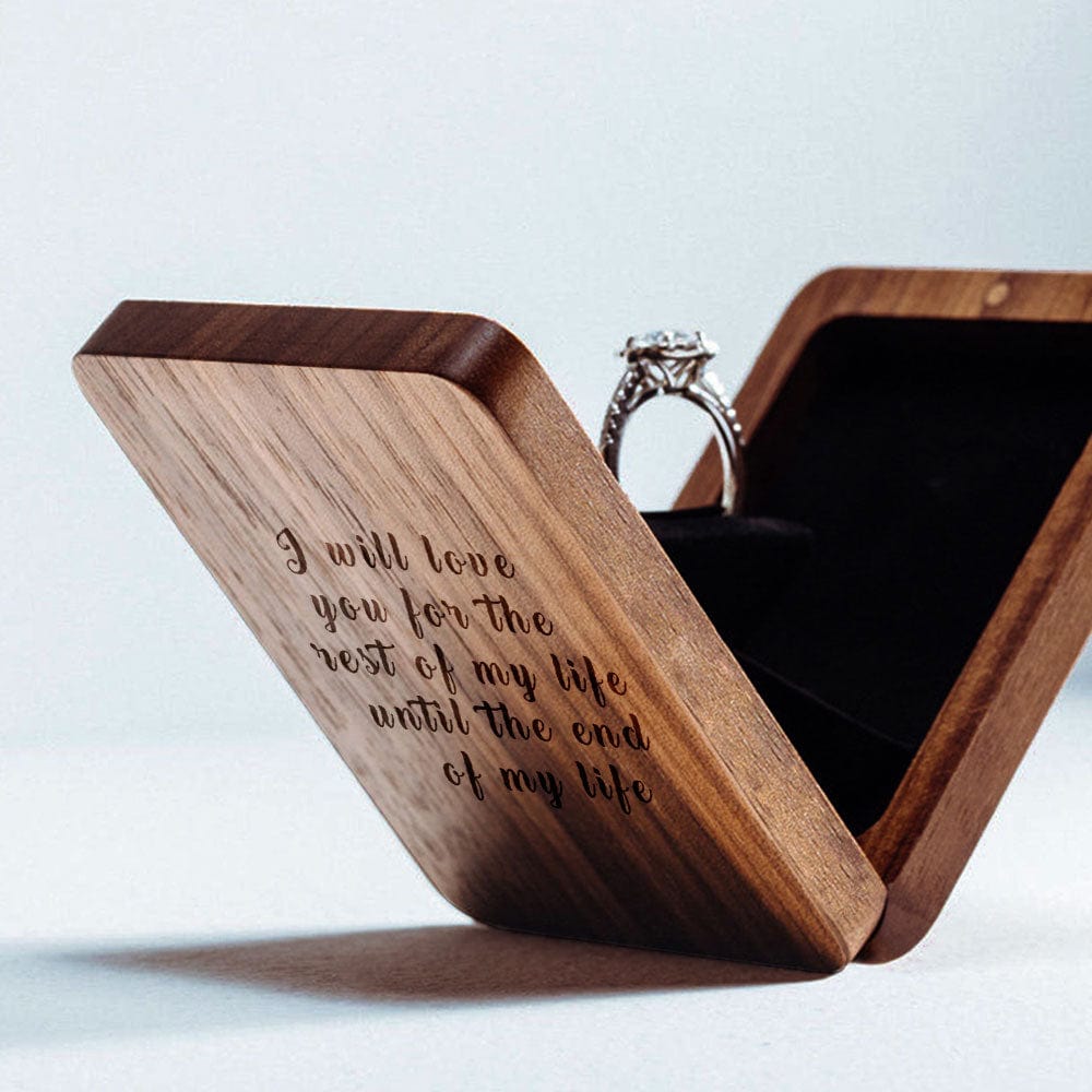 Custom Engraved Ring Box Rotating Engagement Ring Box Personalized Wooden Ring Box Anniversary Gift - Giftlab
