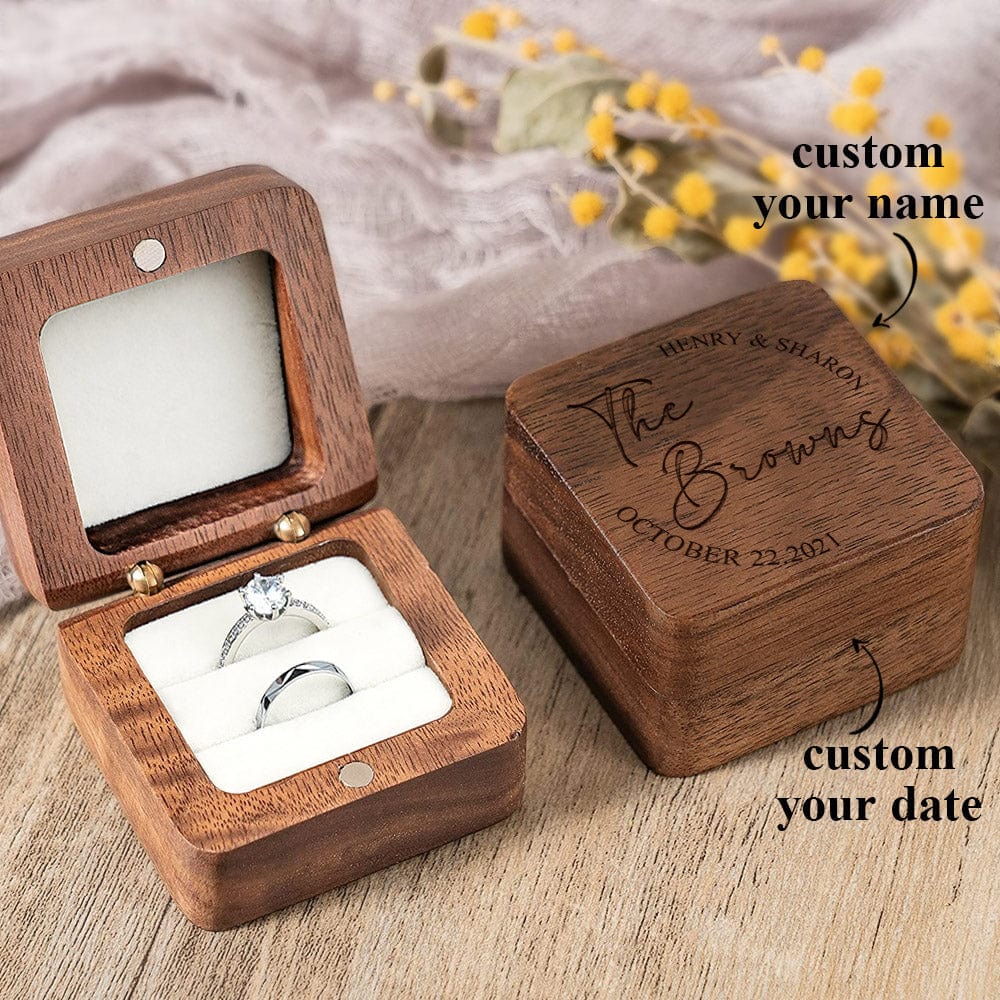 Custom Wooden Ring Box With Name Wedding Gift For Her - Giftlab