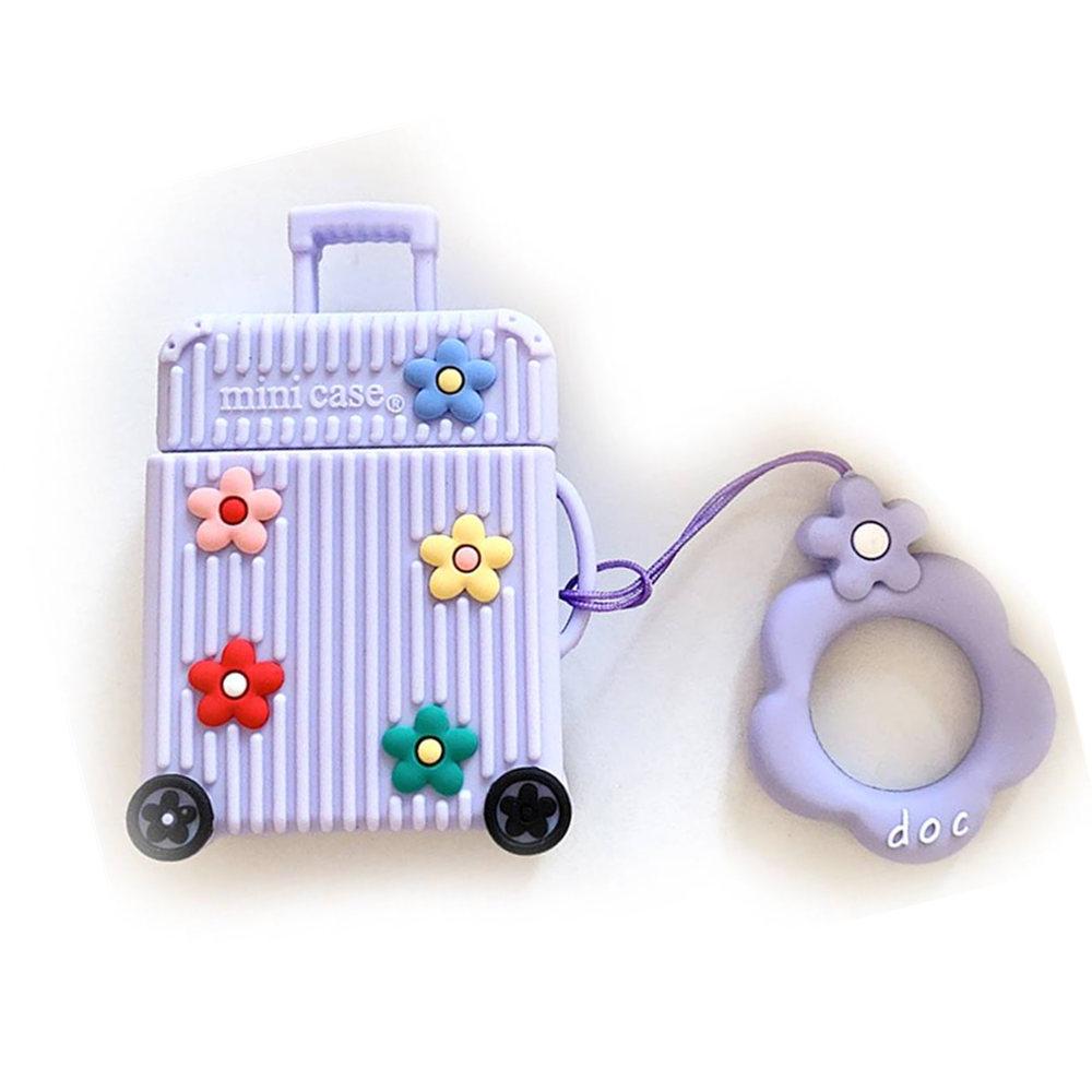 Flower Suitcase AirPods  Earphone Case Purple - Giftlab