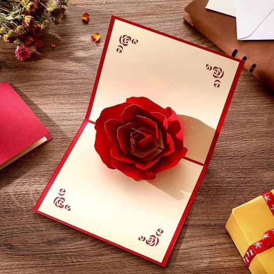 Personalized Greeting Cards 3D Rose Valentine's Day Gifts