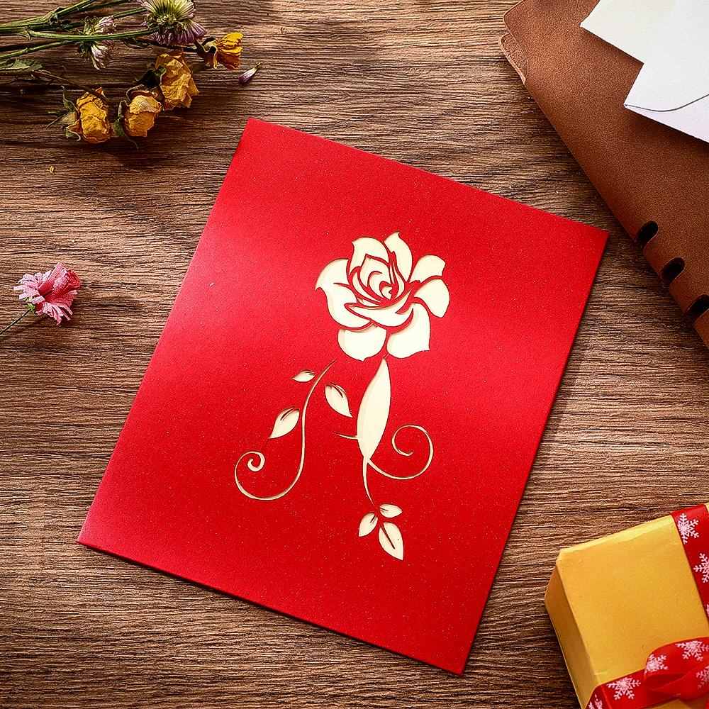 Personalized Greeting Cards 3D Rose Valentine's Day Gifts