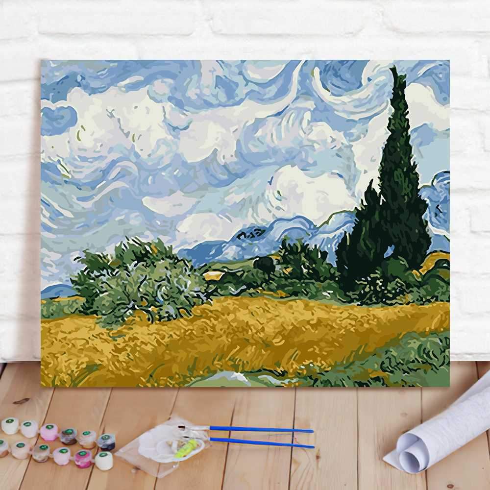 Paint By Numbers Custom Paint By Number Kits - Hill & Tree - Giftlab