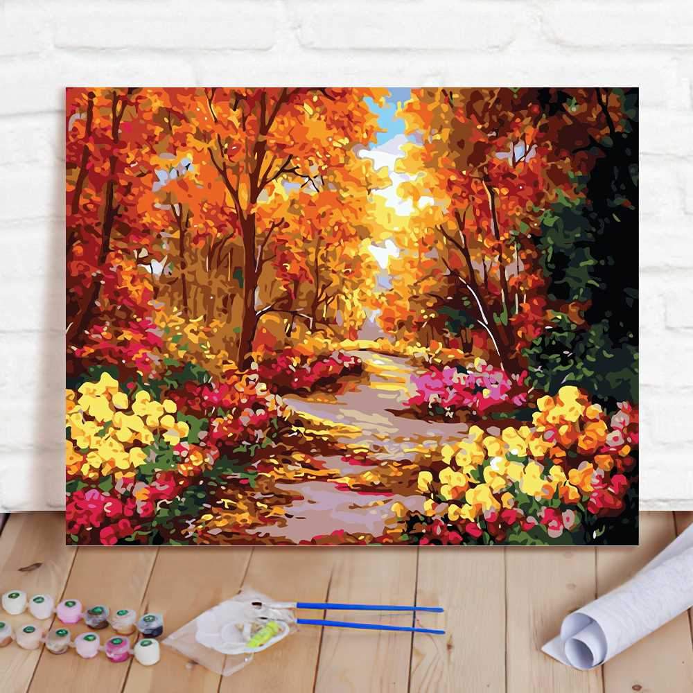 Paint By Numbers Custom Paint By Number Kits - Autum Forest - Giftlab