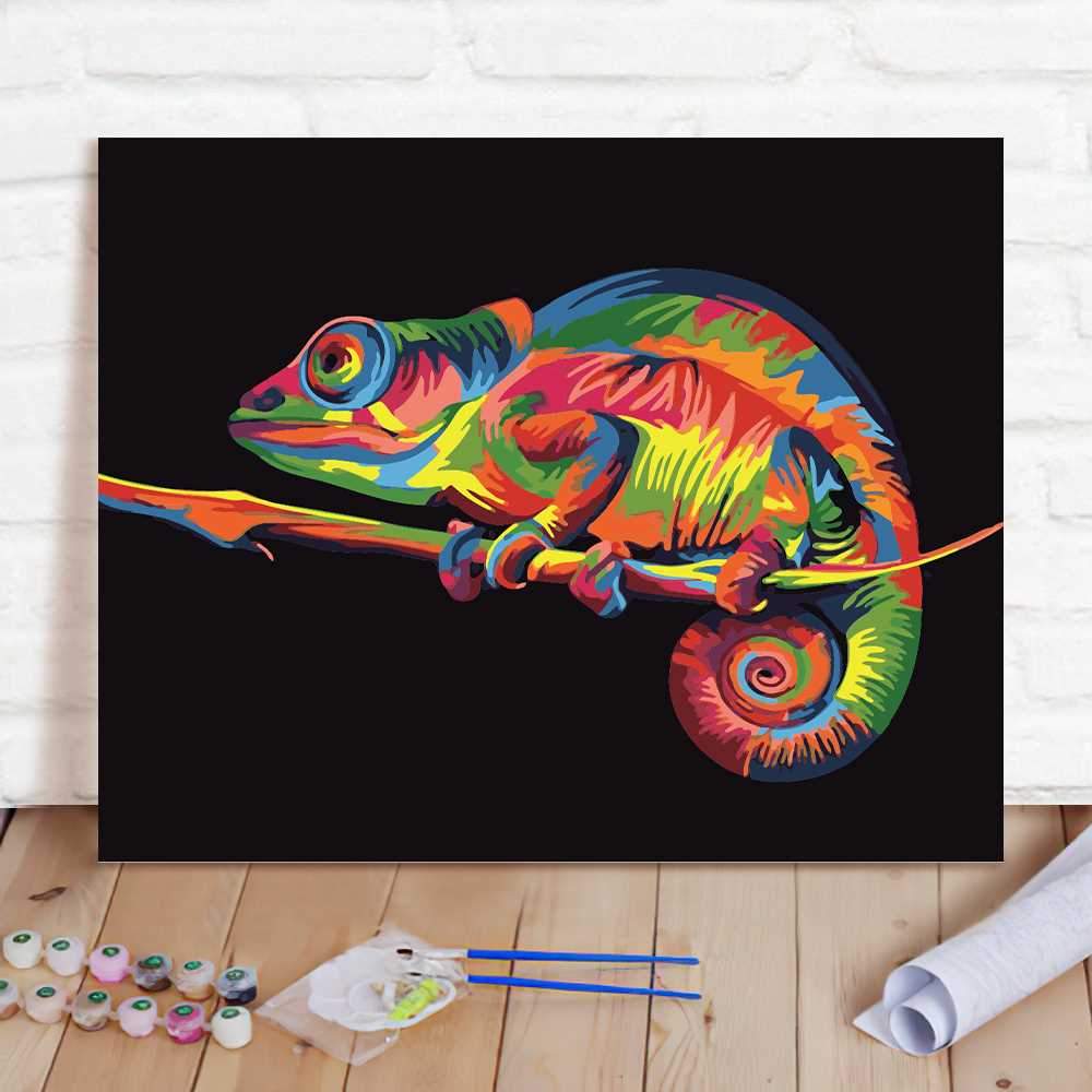 Paint By Numbers Custom Paint By Number Kits - Abstract Lizard - Giftlab