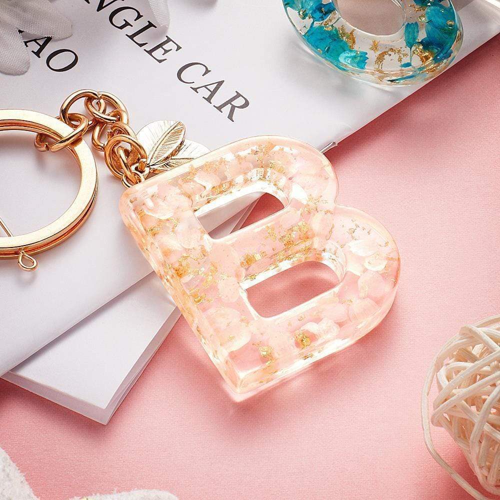 Alphabet Keychain Flower Keychain Gifts for Friends Resin - Giftlab