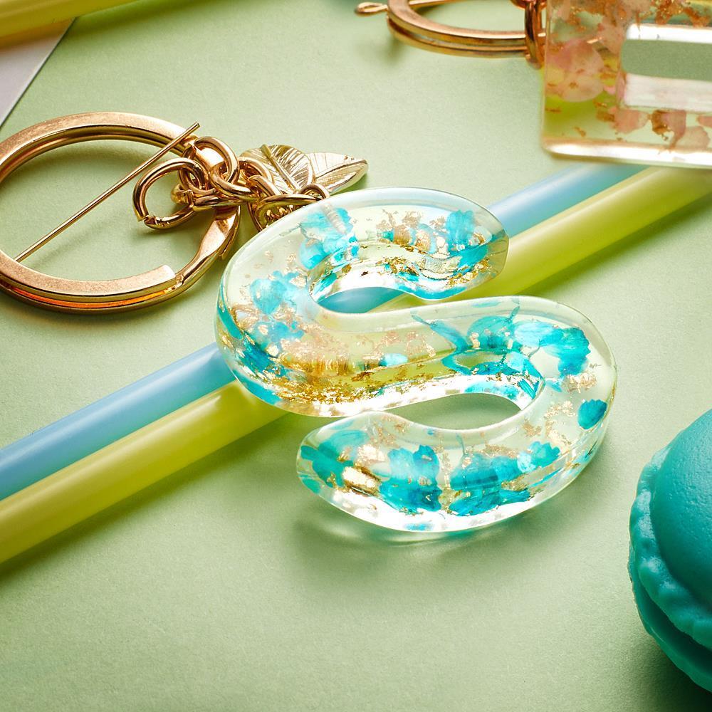 Alphabet Keychain Flower Keychain Gifts for Friends Resin - Giftlab