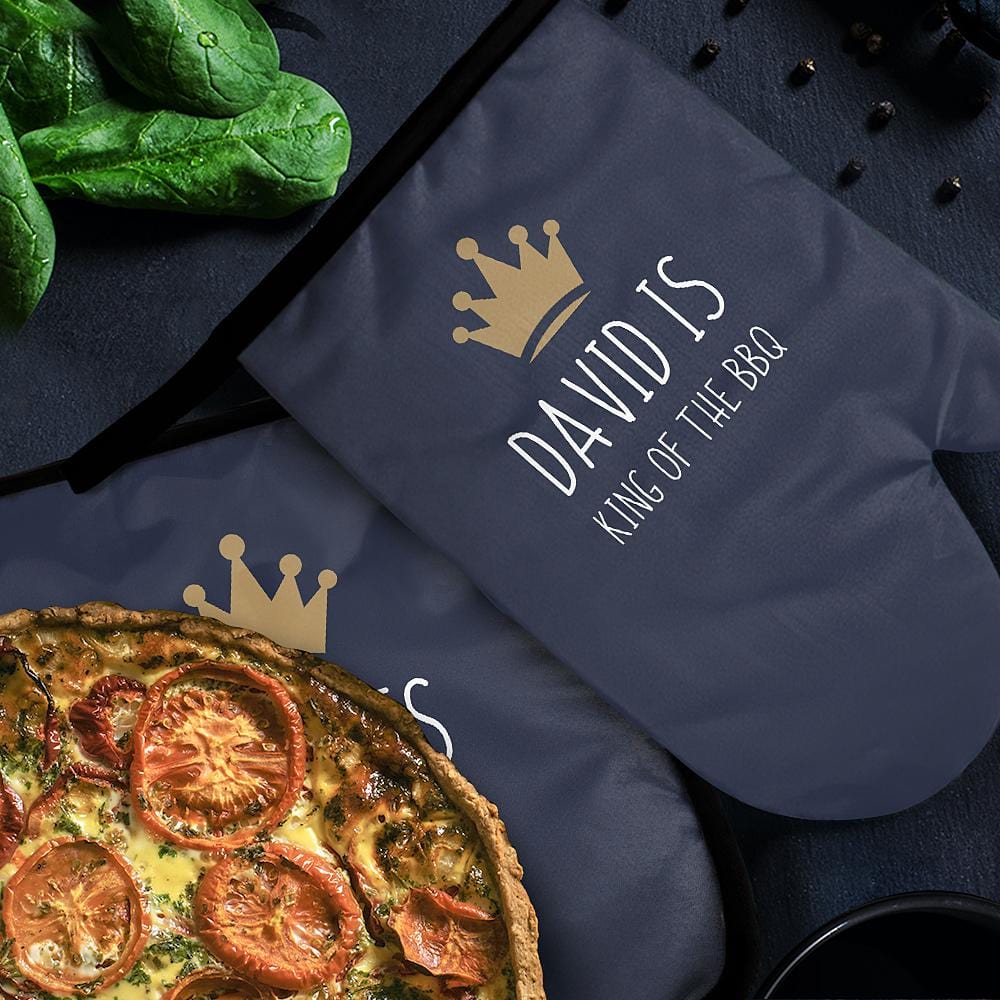 Custom Pot Holders Oven Mitts Set Baking Set Kitchen Gift - Dark Blue - Giftlab