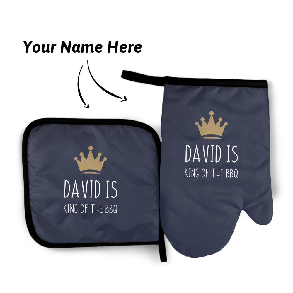 Custom Pot Holders Oven Mitts Set Baking Set Kitchen Gift - Dark Blue - Giftlab