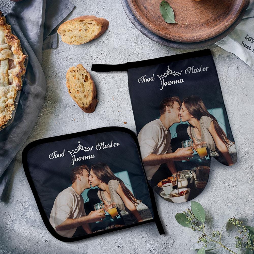 Custom Pot Holders & Oven Mitts Set Baking Set Anniversary Gifts For Couple - Giftlab