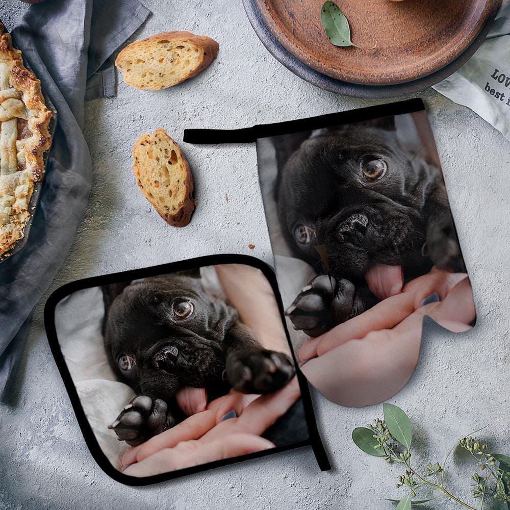 Custom Oven Mitts & Potholders Set Baking Set Kitchen Gift For Dog Lovers - Giftlab