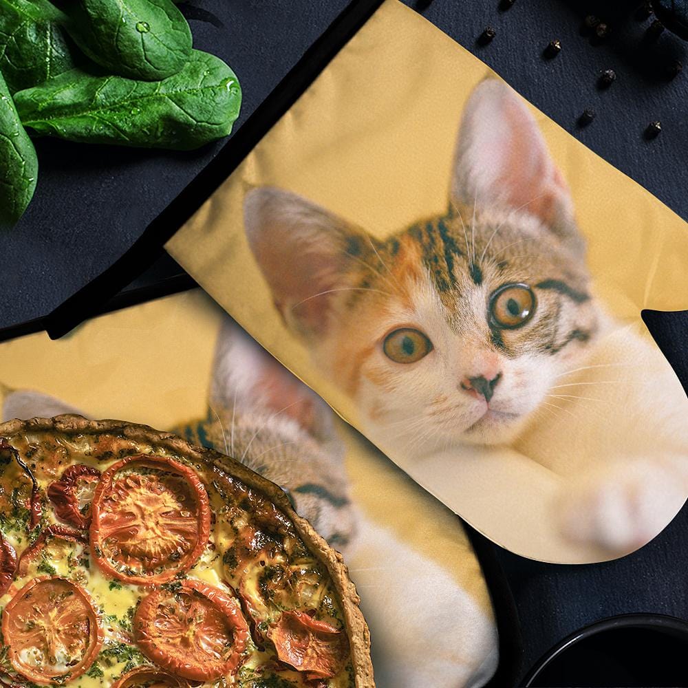 Photo Oven Mitts & Pot Holders Set Baking Set Kitchen Gift For Cat Lover - Giftlab