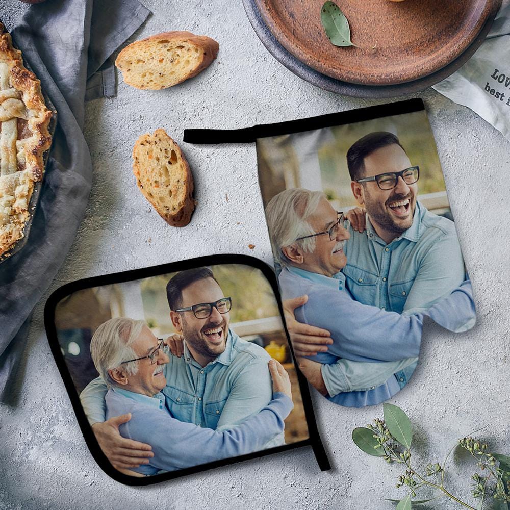 Father's Day Gift Custom Oven Mitts & Potholders Set Baking Set Kitchen Gift - Giftlab