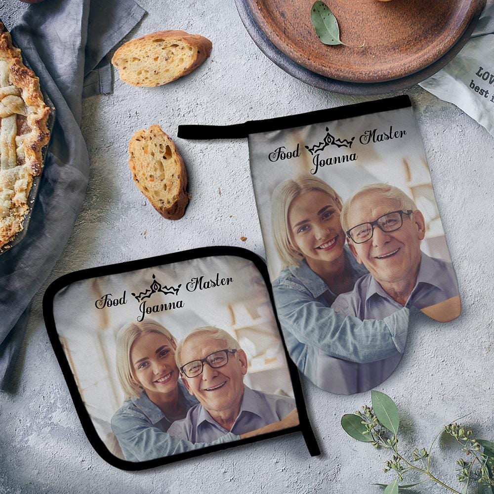 Family Gift Custom Oven Mitts & Pot Holders Set Baking Set Kitchen Gift - Giftlab