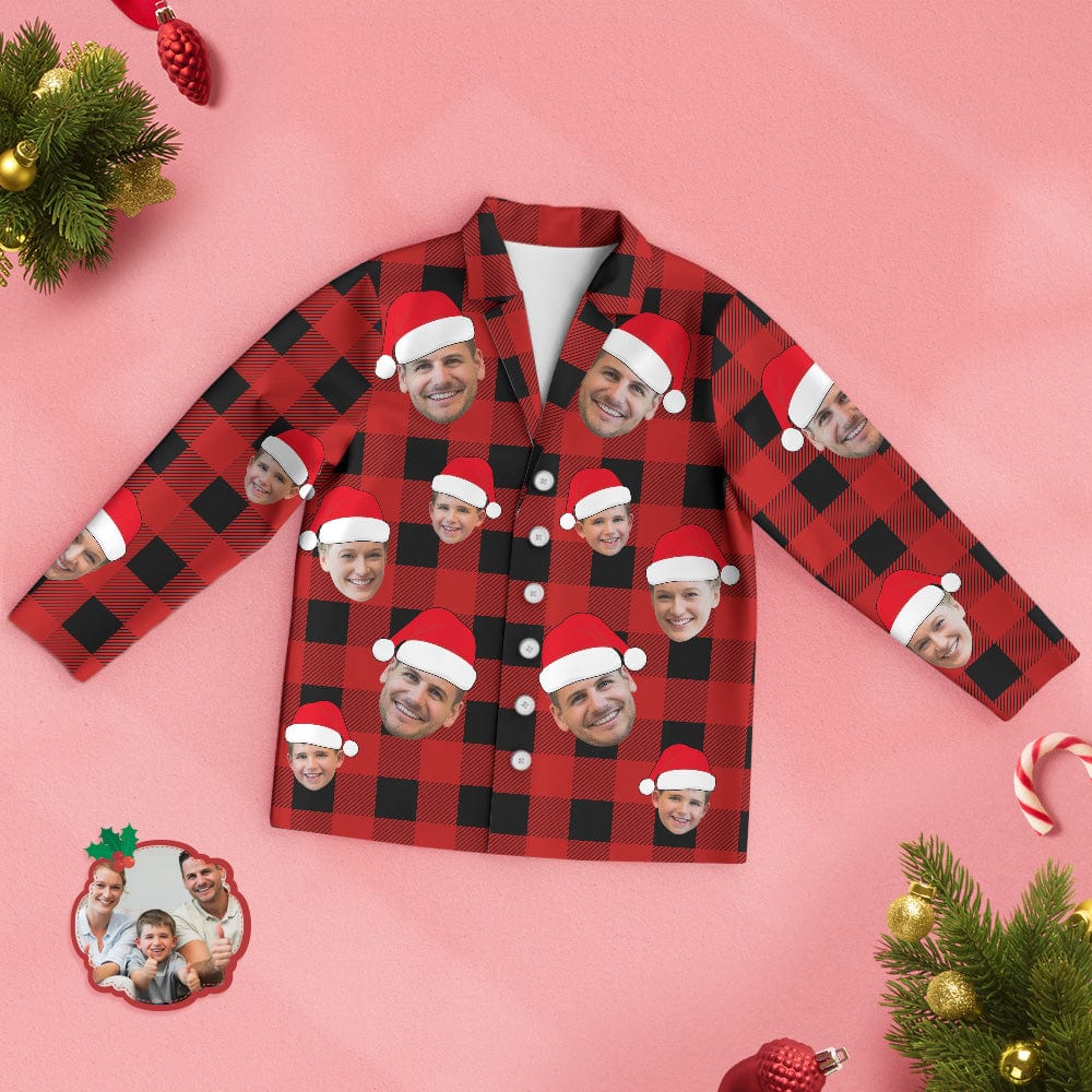 Custom Face Pajama Personalized Photo Christmas Family Buffalo Plaid Pajamas - Giftlab
